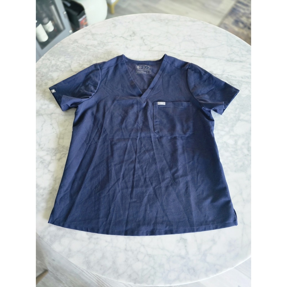 Figs Scrub Top Tech Collection Women's Size Large Navy Blue PO # 1366